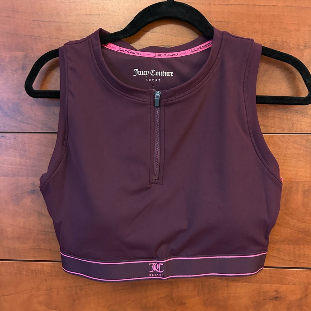 NWT Juicy Couture High Support Sports Bra Top with Zipper Size M